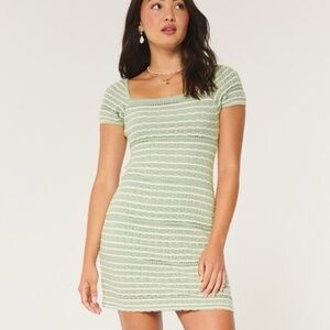 Hollister green short-sleeve crochet-style twist back mini dress, new w/ tags
